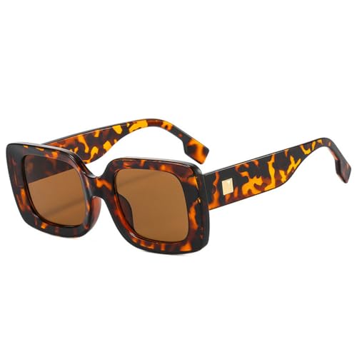 Lunettes de soleil de mode carrées thé léopard ornées de rivets