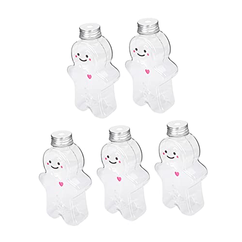 OUNONA 5-pack 500ml Leakproof Plastic Juice Bottles Reusable Milk Storage Bottles for Outdoor