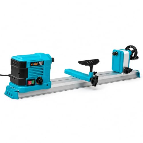 Image of KATSU Tools Mini Wood Lathe 600W – 600mm Turning Length, Stepless Speed Control, Adjustable Tool Rest & Aluminium Base – Workshop Woodworking Lathe, Model 100775