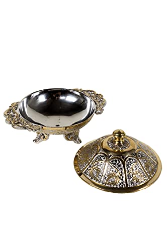 Orientalische Zuckerdosen Dosen Messing Silber & Gold Khasib 14cm | Marokkanische Minzdose Tee Kaffee Dose klein… – Bild 4