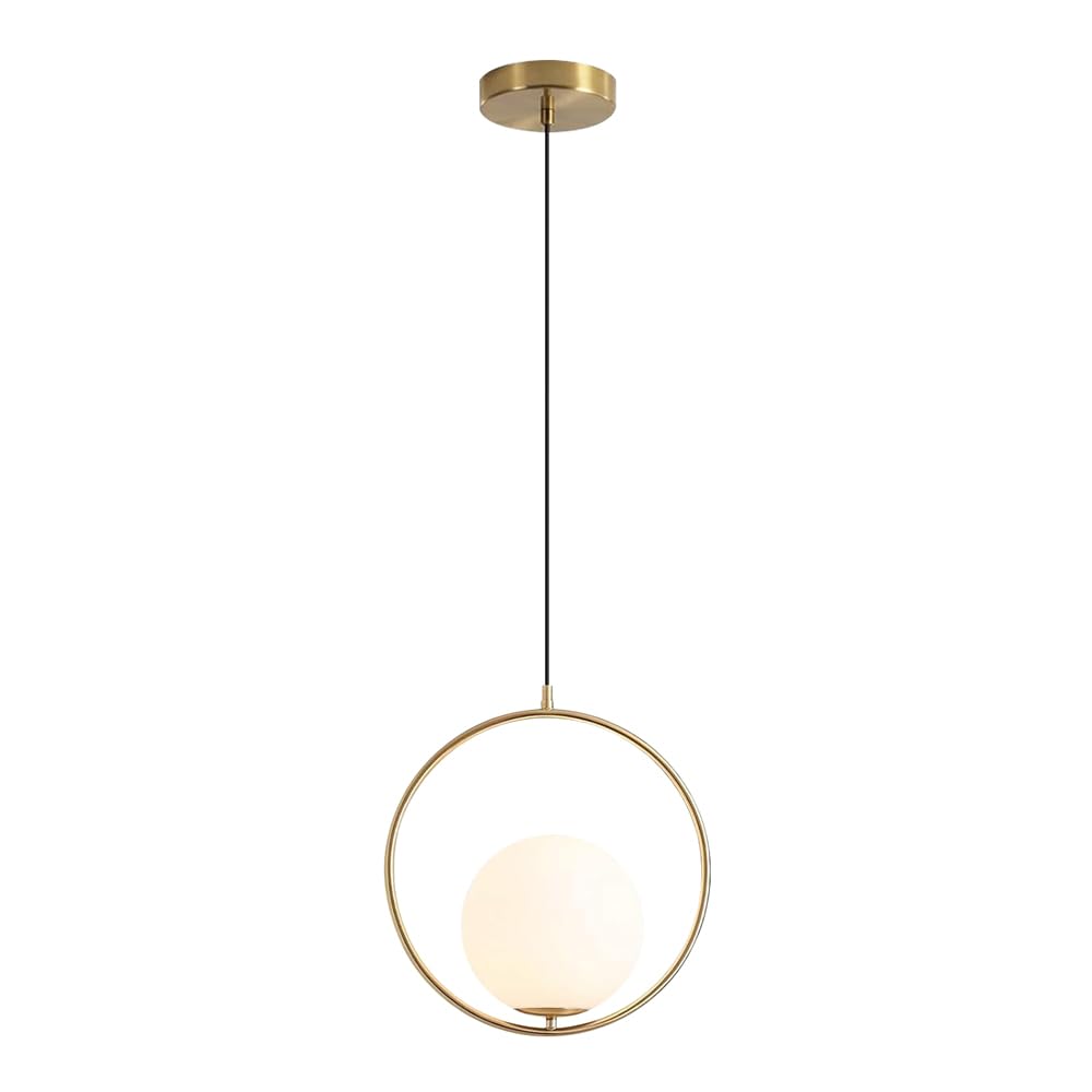 ZGDHWCR Spherical Glass Lampshade Pendant Lamp, Nordic Industrial Style Pendant Lamp, E26 Light Source Metal Chandelier, Restaurant Living Room Bedroom Decoration Light Fixtures