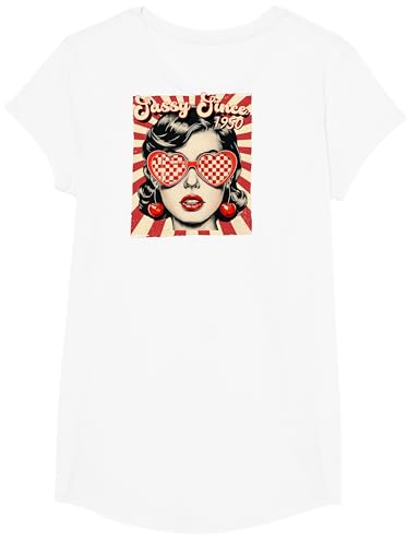 Vintage Mädchen in Kirschen Ohrringe Vixen Retro frech T-Shirt