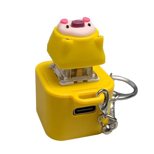 Cartoon Finger Toy Keychain With Colorful Lights Rechargeable Stress Reliever Sensory Fun Animal Sound Button Toy Portable Gadget