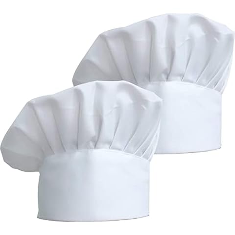 ZKSMNB 2pcs Chef Hat Adjustable Elastic Kitchen Chef Cap with Breathable Cotton White Uniforms Baker Cooking Hat for Adults House Hotel Restaurant Use Cover