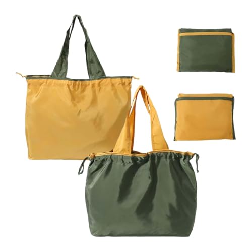 ZHYUAN 2 Pezzi Borse spesa,Shopper Bag,Pieghevoli Borse,Borsa Pieghevole Lavabile,Borse spesa