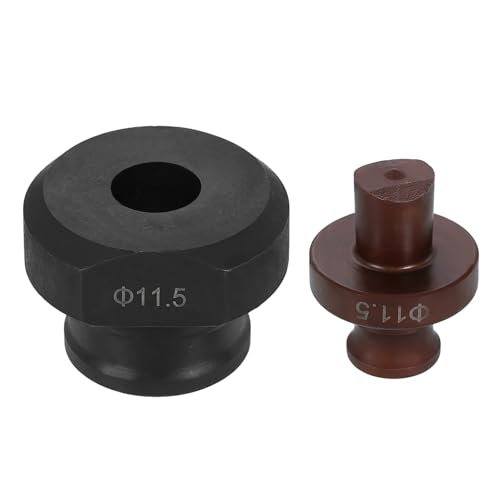 sourcing map Hydraulic Hole Punch Die 11.5mm Round Hole 40Cr Steel Electric Punching Kit for MHP-20 JP-20 Electric Punching Machine, Burgundy & Black