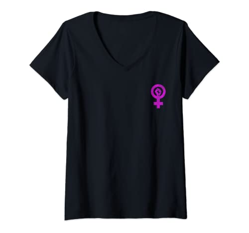Femme FEMINISM SYMBOL WOMEN'S RIGHTS GIRL POWER GENDER EQUALITY T-Shirt avec Col en V