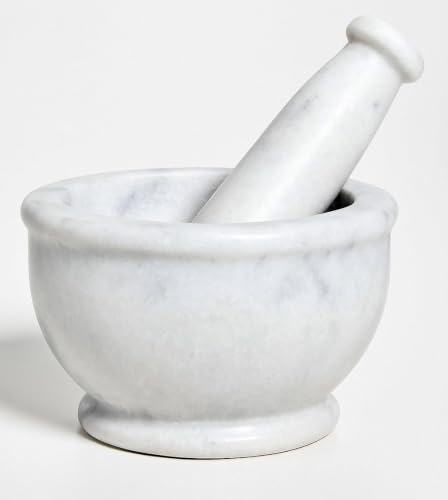 Image of BR & Sons Marble Mortar and Pestle | White 5 Inches | Imam Dasta, Kundi, Kharal, Okhli, Khalbatta