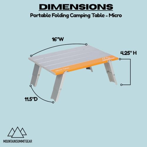 MOUNTAIN SUMMIT GEAR Mesa de Camping Plegable Portátil MSG-TBL Aluminio Plateado Cuadrada Micro miniatura 2