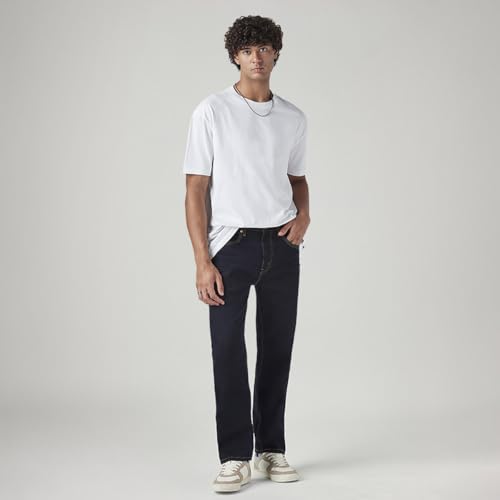 Image of Levi's Men's 505 Dark Indigo Straight Fit Mid-Rise Jeans