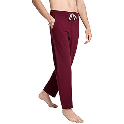 MaaMgic Men's Yoga Sweatpants Open Bottom Casual Running Athletic Jersey Pants with Pockets Burgundy Cover