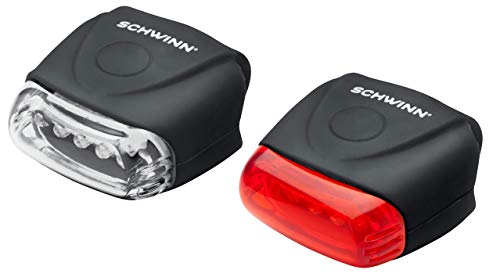 Schwinn LED Bike Light Headlight and Tail Light Set, Battery Powered, 77 Foot Beam Distance