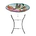 Teamson Home Handpainted Hummingbird Fusion Glass Birdbath Bowl Feeder with Metal Stand for Outdoor Patio Garden Backyard Decking, 21 Inch Height, Purple/Light Blue