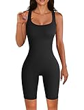 Yuson Girl Womens Unitard Bodysuits One Piece Shorts Jumpsuit Square Neck Yoga Exercise Workout Rompers Bodycon Outfits