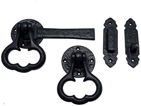 Adonai Hardware "Casiphia Antique Iron Decorative Ring Gate Latch - Black Powder Coated