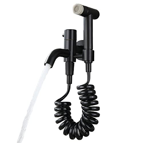 YANYUESHOP Pulverizador de bidé de Mano Agua fría Latón Pañal de bebé Pulverizador de pañales Alta presión 2 Funciones Pulverizador de Inodoro Kit de pulverizador de Mano montado en la Pared,Black