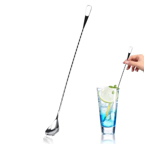 Cuchara De Cóctel De Acero Inoxidable De 15 Pulgadas, Cuchara Mezcladora Con Patrón En Espiral, Cuchara De Barra Con Mango Largo Para Cócteles,Batidos,Café,Jugo,Té