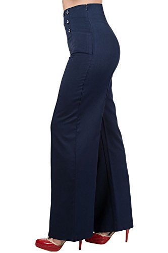 Dancing Days 50's Vintage Sailor High Waist Double Buttoned Wide Leg Flare Pants3
