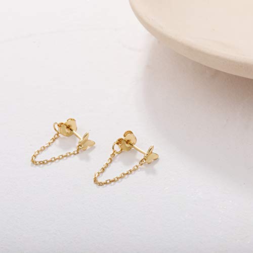 S.leaf Chain Earrings For Women Earrings With Chain Gold Sterling Silver Chain Earrings For Women Dangle Stud Earrings Butterfly Earrings For Women Gold Butterfly Earrings Dangle #TOP1