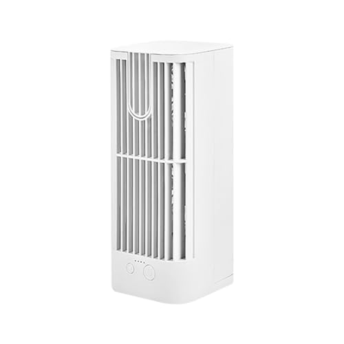 Plookyoe Ventilador de aire acondicionado de escritorio de ahorro de energía con luz nocturna, compacto, portátil y para escritorios de habitación, oficinas y regalo de verano