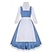 AMNPOLEN Beauty Belle Cosplay Costume Maid Blue Dress Women Girls Princess Halloween Carnival Fancy Dress up Ball Gown Outfit Suit (Blue 01, Medium)