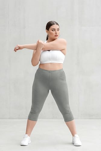 Image of TRASA Women's Cotton Capri Leggings, Stretchable 3 /4 Length Crop Pants, Comfortable, Plus
