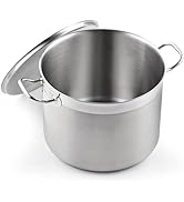 Panela Cooks Standard Stockpots de aço inoxidável, 8 litros de grau profissional com tampa, prata