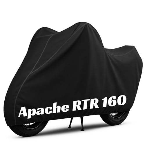 Image of 100% Waterproof Apache RTR 160 Bike Cover | Polyester Body Cover for Rain & Sun | UV Protection, Dustproof, Scratch Resistant, Windproof, Heat Resistant, Vehicle Specific Fit (Black)