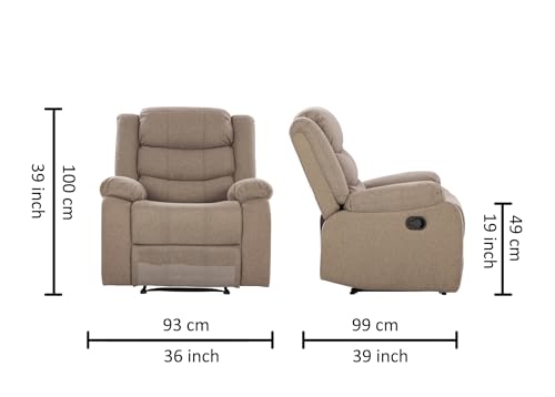 Image of Urban living - Illinois Single Seater Fabric Manual Recliner | 1 Seater Sofa | Single Sofa Recliner | 1 Seater Chair Sofa | 1 Year Warranty | Brown
