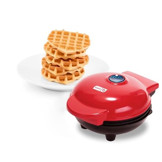 DASH Mini Waffle Maker Machine for Individuals, Paninis, Hash Browns, & Other On the Go Breakfast, Lunch, or Snacks, with Easy to Clean, Non-Stick Sides, Red Heart 4 Inch