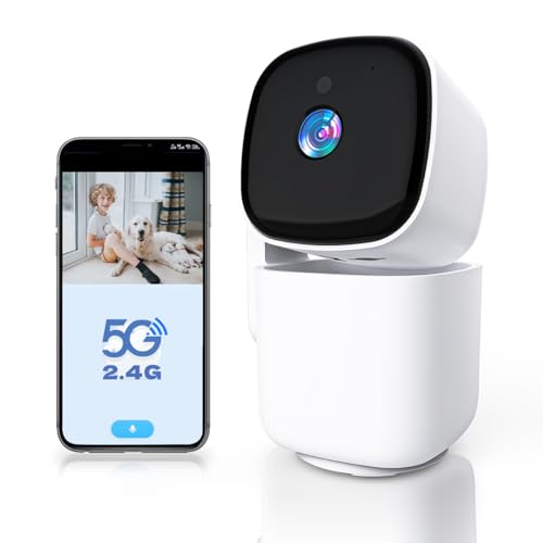 RKK Telecamera WIFI Interno 4MP Indoor 2K HD 5G Wi-Fi, protezione della privacy, tracciamento intelligente del movimento, funzione di visione notturna IR