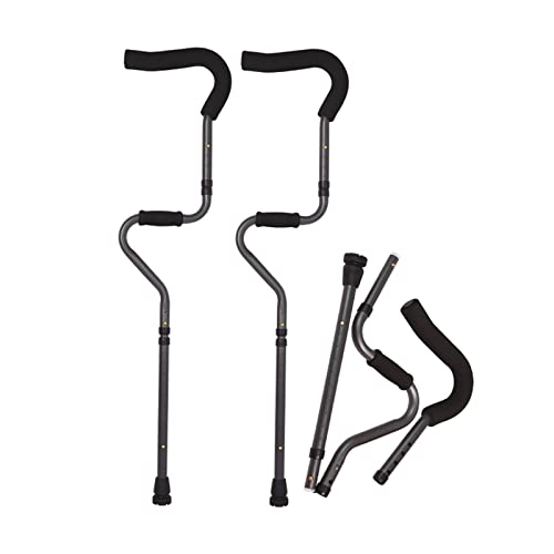 Muleta plegable para axilas (2 unidades), muleta médica portátil en forma de S con altura ajustable, muletas ergonómicas y livianas para adultos, soporta hasta 286 libras