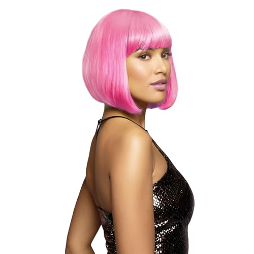 Seasons Neon Nightlife Wig, Short Wig for Party Decorations Favors (Pink)