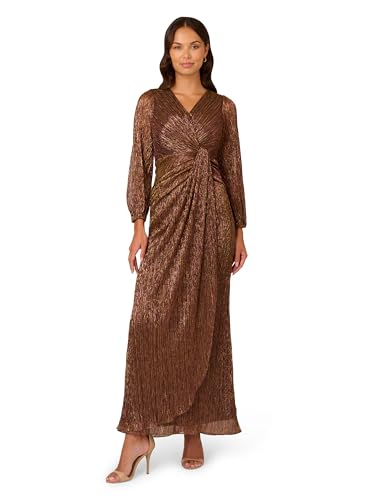 Image of Adrianna Papell Women's Metallic Mesh Draped Gown