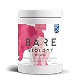 Bare Biology Collagen Powder + Vitamin C, 300g/60 Servings, Strawberry Flavour - Skinful Pure Marine Collagen for Skin, Muscles, Hair, Nails, Joints & Bones - Super Strength Type 1 Peptides
