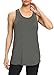 Bestisun Womens Workout Tops Racerback Yoga Tanks Long Sports Shirts Athletic Wear Gym Exercise Clothes Deep Gray S