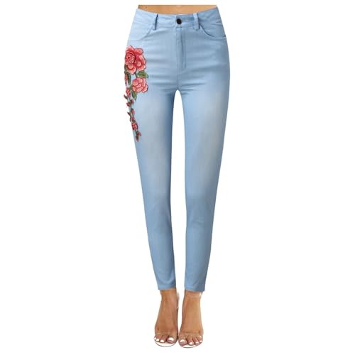 Vaqueros Mujer De Talle Alto Elástico De Corte Recto Recto De Moda Casual Y Bolsillos Clásico Denim Jeans Adelgazantes Elástico Ultra Cómodo Transpirable Pantalones Denim, azul claro, XXXL