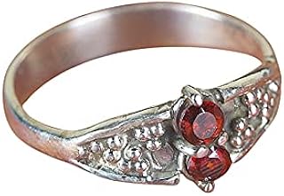 Garnet Ring, Double Stone Ring, Precious Ring, Red Garnet Ring, Round Garnet Jewelry, Designer Ring, January Birthstone Ring, Birthday Gift