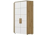  Furniture24 Eckkleiderschrank ARKINA LBLS89, Schrank, 2 Türiger Eckschrank mit 4 Einlegeboden und 2 Kleiderstangen, Jugendschrank (Artisan Eiche/Weiß)