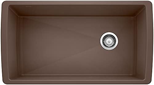 BLANCO, Café Brown 441771 DIAMOND SILGRANIT Super Single Undermount Kitchen  Sink, 33.5