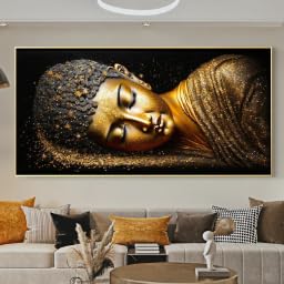 Affiche bouddha doré couché décoration murale salon grande toile chambre 60x90 KEMEIQI