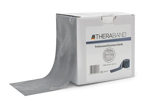 THERABAND Resistance Bands, 50 Yard Roll Professional Latex Elastic Band For Upper & Lower Body & Core Exercise, Physical Therapy, Pilates, Home Workout, Rehab, Silver, Super Heavy, Advanced Level 2