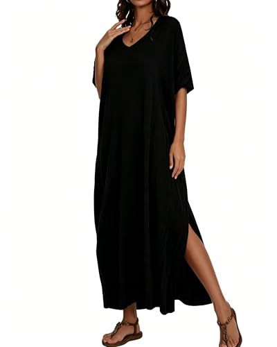 Image of Kaftan Dresses for Women V Neck Caftan Batwing Sleeve Swimsuit Cover Up