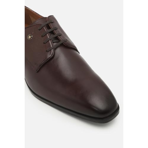 Image of Louis Philippe Men Premium Leather Breathable Lining Material Anti Slip with Heel TPR Sole Formal Derby Shoes