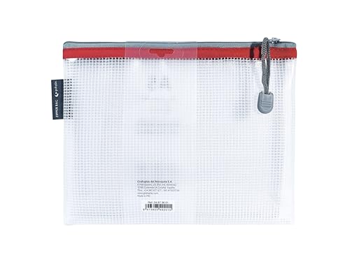 Sac fermeture eclair EVA A5 Grafoplas transparent et rouge lot de 4 - 3