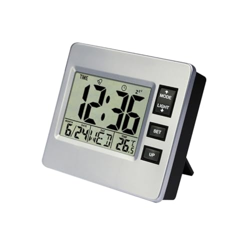 DONFAMDS 夜光字目覚まし時計 小型軽量 省エネ高精 デジタル温湿表示付き 寝室や学生向けシンプル置時計