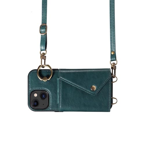 Coque pour iPhone 15 antichoc vert mince avec fentes pour cartes de crédit
