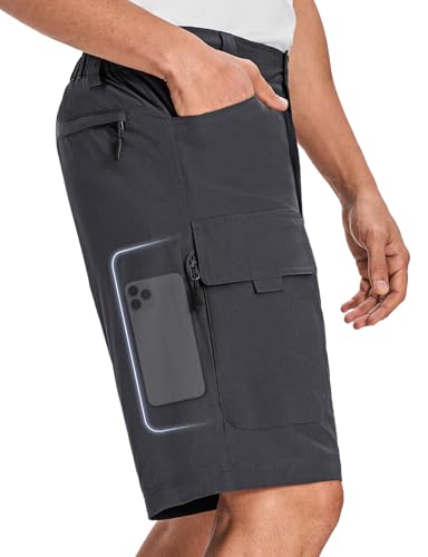 Moosehill Mens Cargo Hiking Shorts Lightweight Water Resistant for Casual Golf Work Tactical Fishing with 6 Pockets(Dark Grey