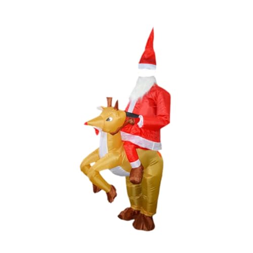 simhoa Fantasia inflável de Papai Noel, roupa de cosplay de Natal para desfile, Papai Noel Monta em