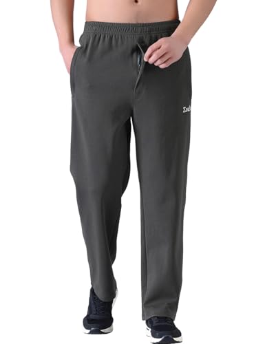 Zoulee Men's Open-Bottom Cotton Track Pants Sweatpants Jogging Pants with Zip Fly4